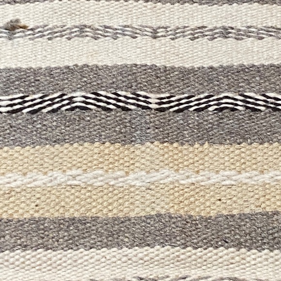 VTG Wool Hand Woven Table Runner Topper Small Rug 61 X 21 Neutral Earth Chunky - Picture 6 of 13